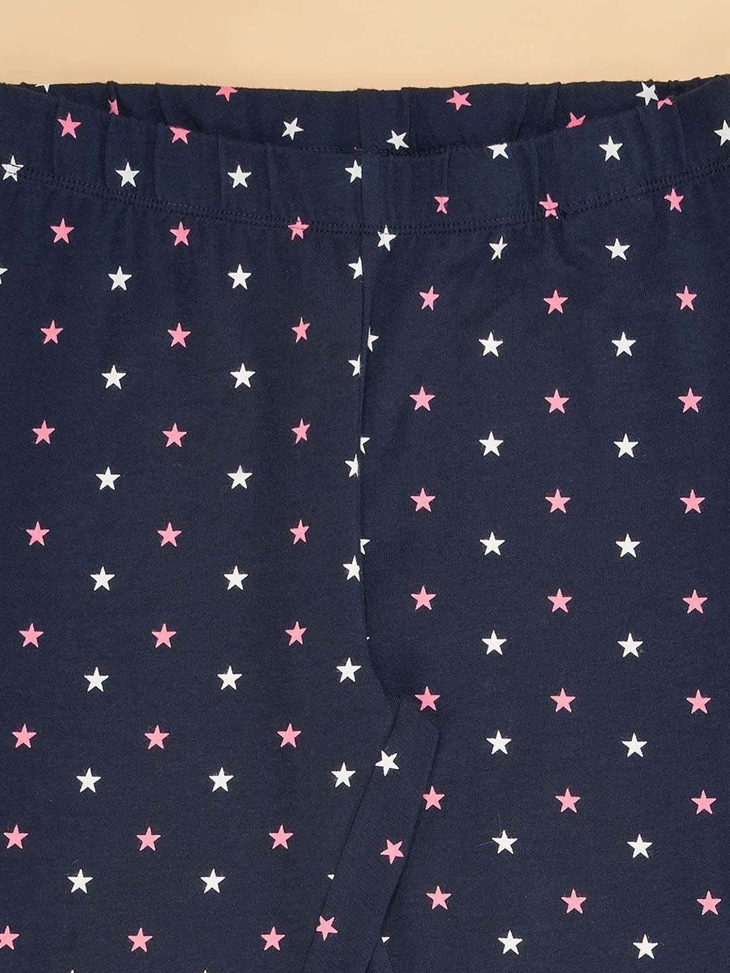 YU by Pantaloons Girls Navy & Orange Cotton Printed Leggings (Pack of 2)