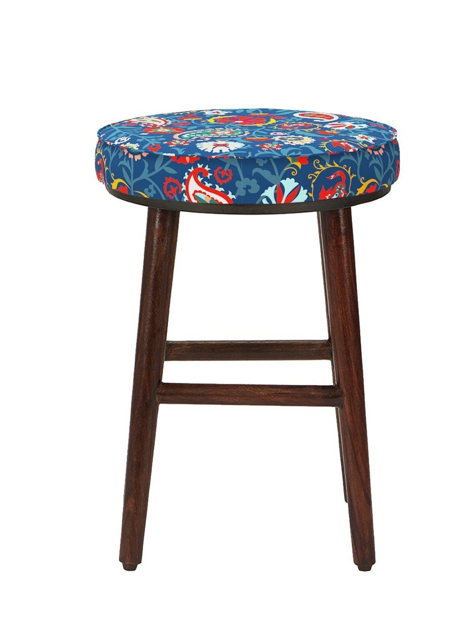 Chumbak French Sahara Solid Mustard Yellow Wood Ottoman