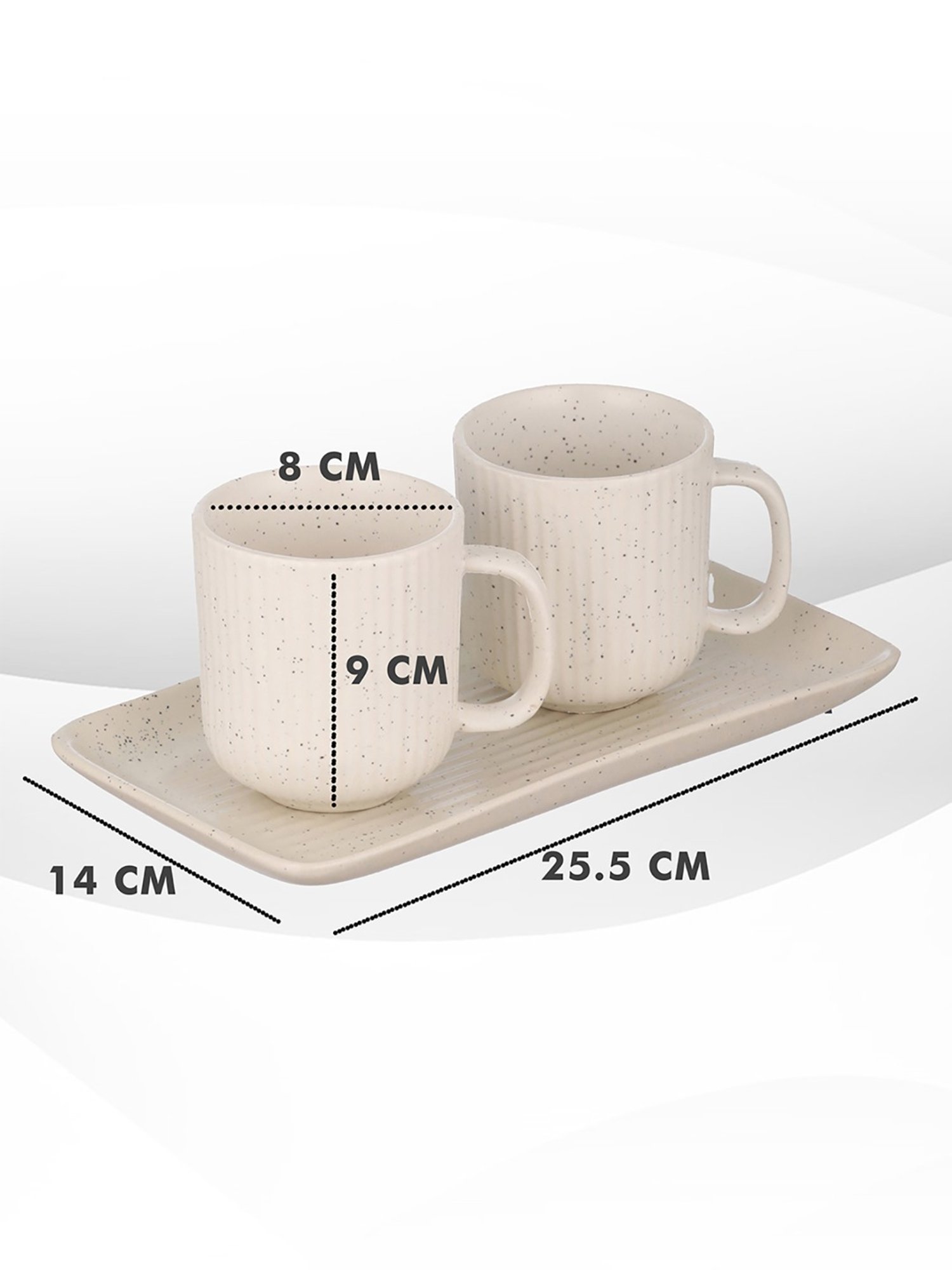 Trovea's Charming and Practical addition White Ceramic 2 Mugs & 1 Tray Tea Set
