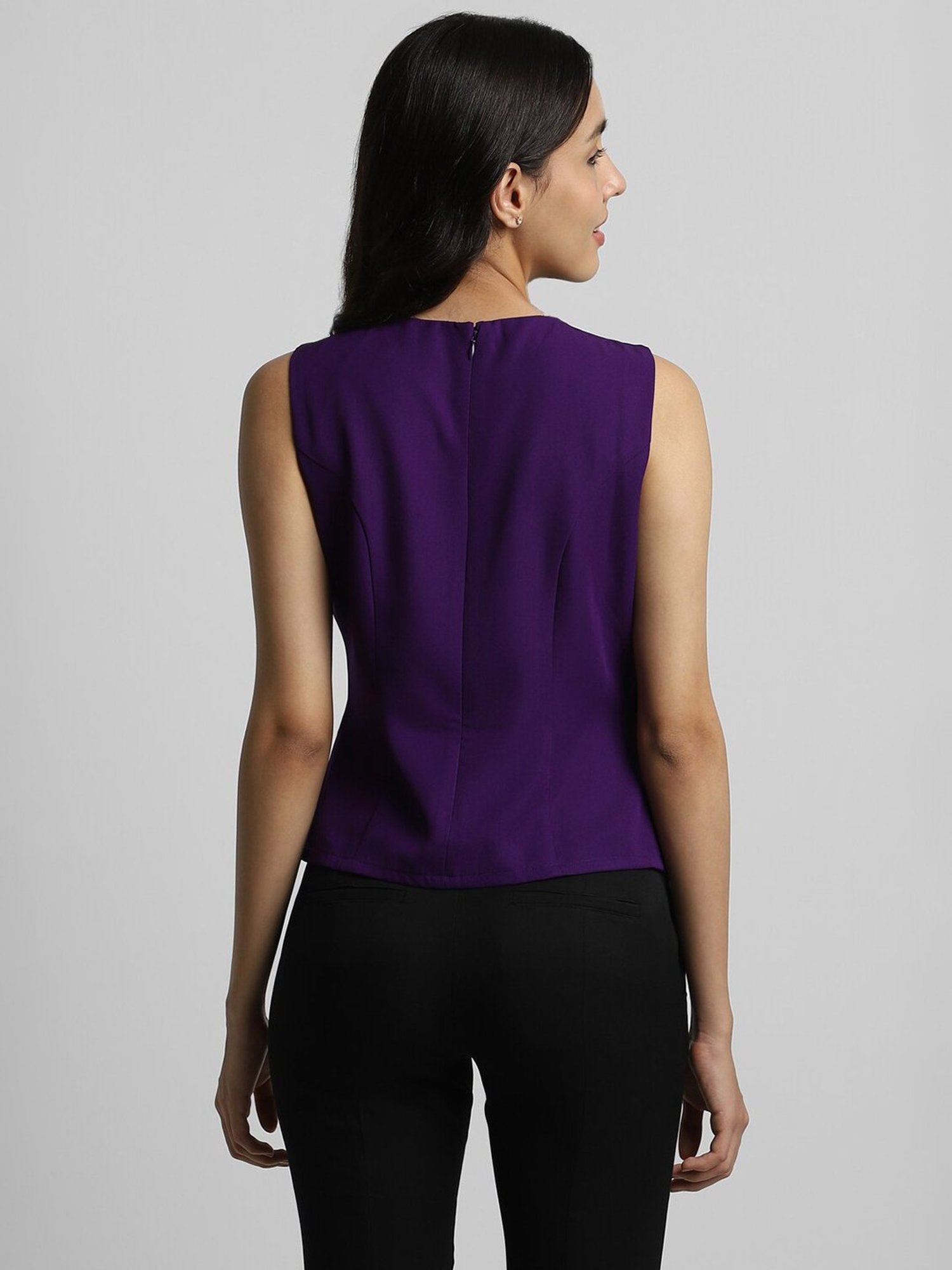 Allen Solly Purple & Black Color-Block Top