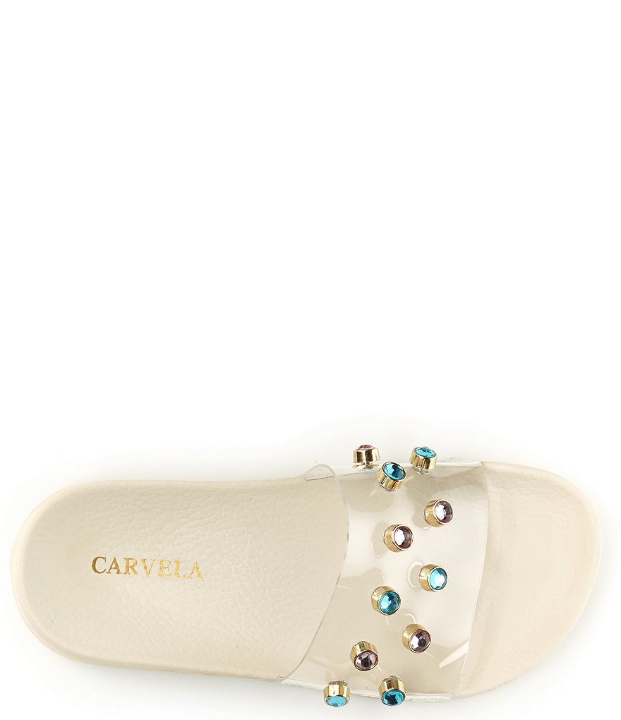 Carvela Girls' Clear Mini Roll Studded Detail Pool Slides (Toddler)