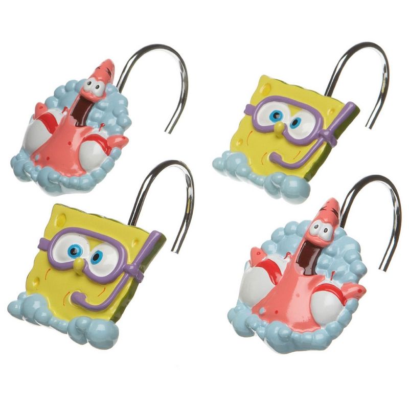 12pc Nickelodeon Shower Curtain Rings Bubbly Fun Bathroom Accessories - SpongeBob SquarePants..
