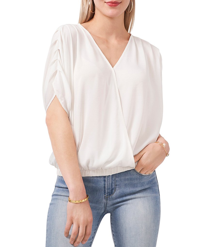 Vince Camuto Dolman Sleeve Foldover Front Rumple Blouse