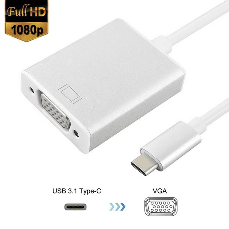 USB C to VGA Adapter, USB-C to VGA Adapter,Type C to VGA Converter, USB 3.1 (USB-C) to VGA Adapter, Compatible with MacBook Pro, New MacBook, MacBook Air 2018, Dell XPS 13/15, Surface Book 2 and More