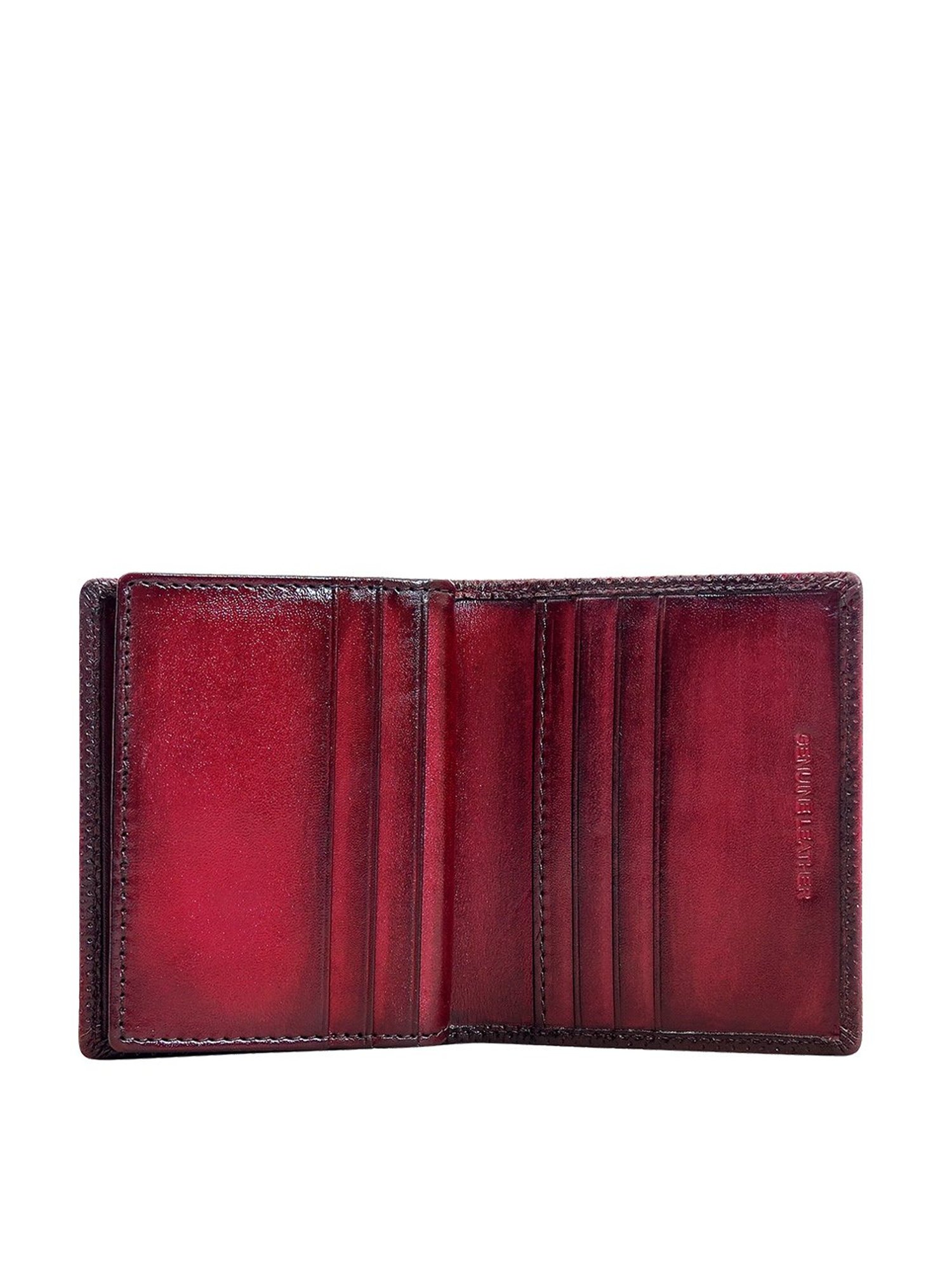 Eske Maroon Solid Bi-Fold Wallet for Men