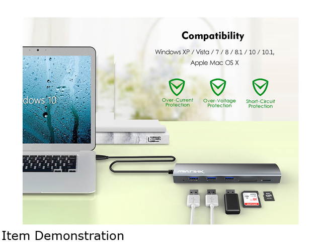 Wavlink 4-Port USB3.0 Hub, USB 3.0 Portable Aluminum Hub, USB Extension Multi-function Hot Swapping, plug and play, Built-in surge protectors, for Mac, MacBook, MacBook Pro/Air/Mini, or any PC - Blue