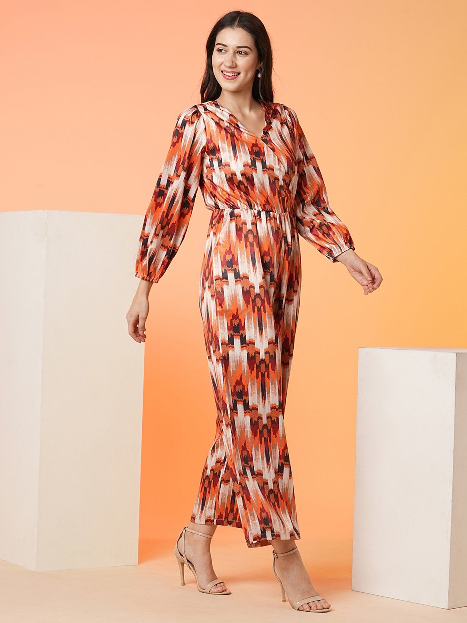 Globus Orange Printed Jumpsuit