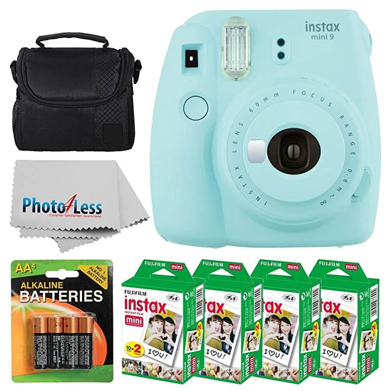 instax mini 9 Instant Film Camera (Flamingo Pink) +  Instax Mini Twin Pack Instant Film (80 Shots) + Camera Case + AA Batteries + Accessory Bundle