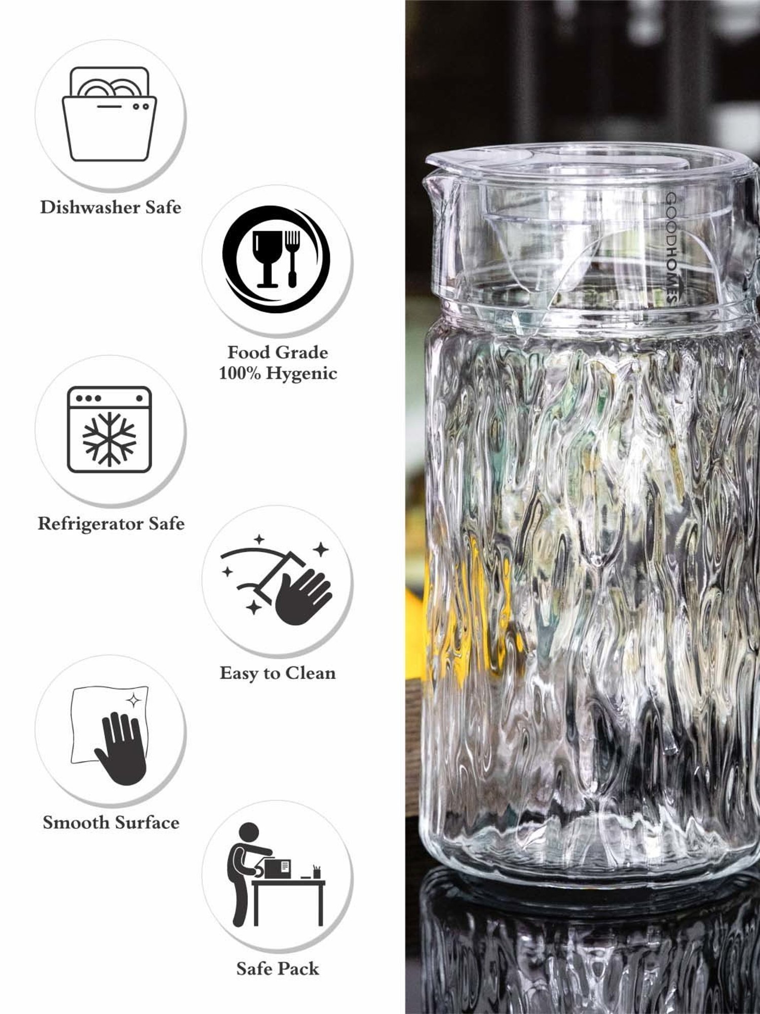 Pasabahce Transparent Victorian Caraffe Pitchers (1.18 L)