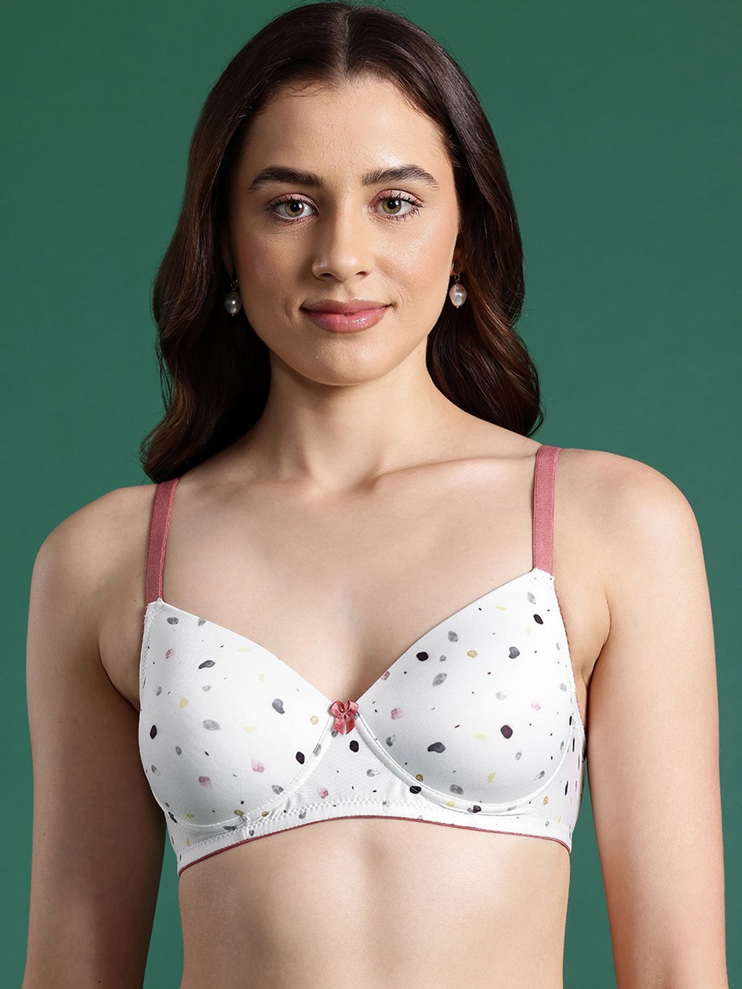 Leading Lady Off White Printed Full Coverage T-Shirt Bra