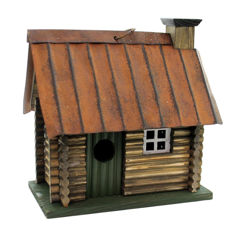 Home & Garden 9.5" Log Cabin Birdhouse Yard Decor Carson Home Accents  -  Bird And Insect Houses