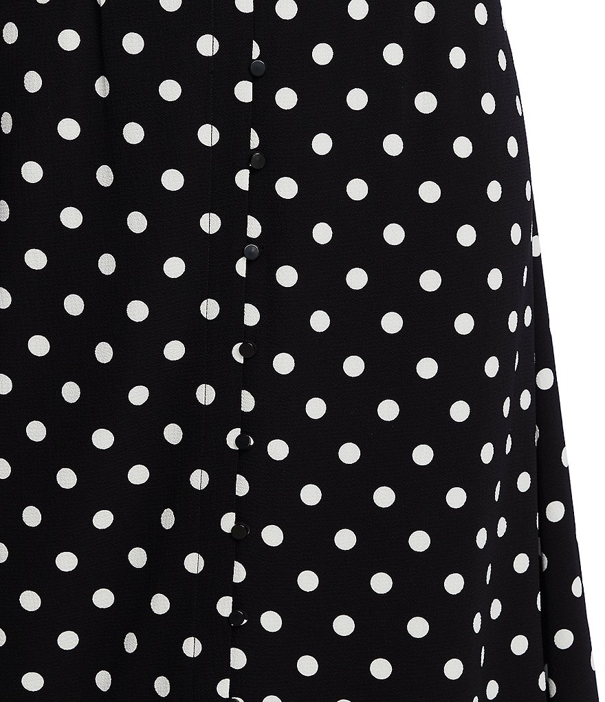 CeCe Polka Dot Button Front Midi Skirt