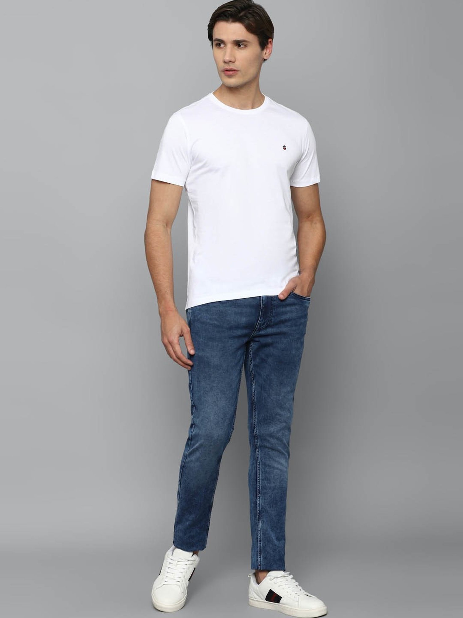 Louis Philippe Jeans White Slim Fit T-Shirt
