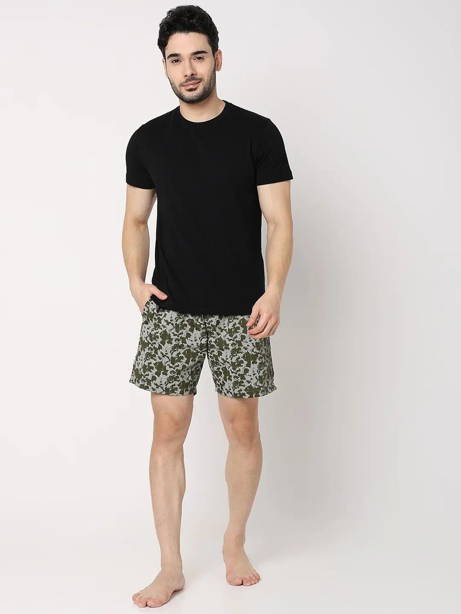 UnderJeans by Spykar Green Printed Boxer Shorts
