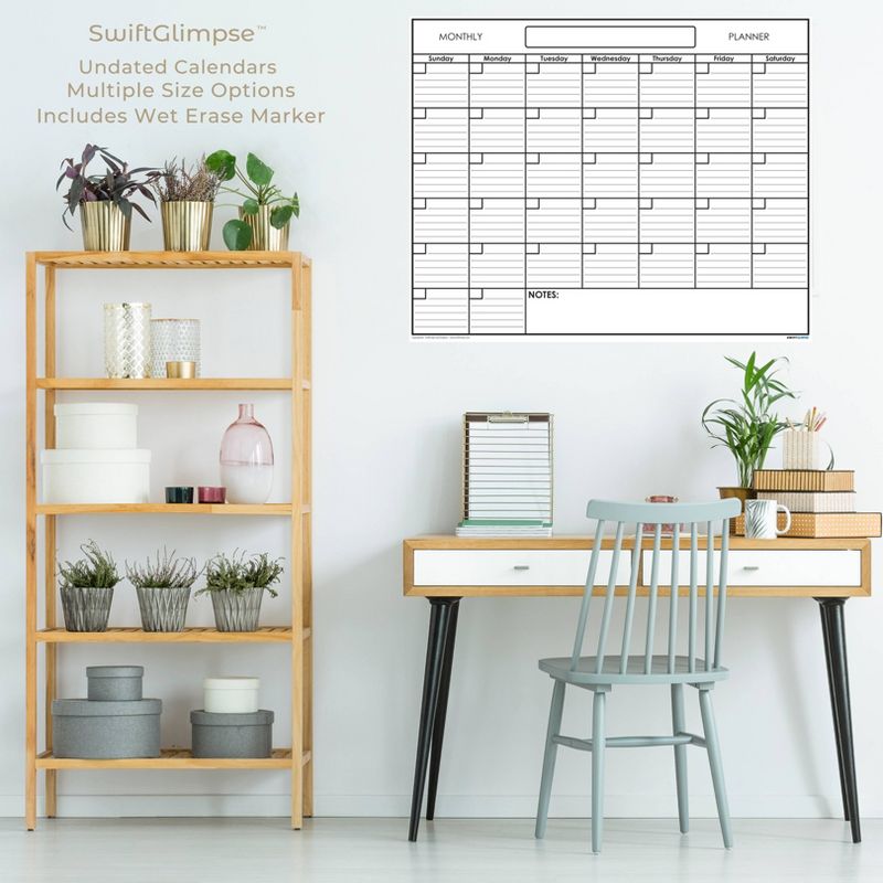 Undated Dry Erase Monthly Wall Calendar 18"x24" - SwiftGlimpse