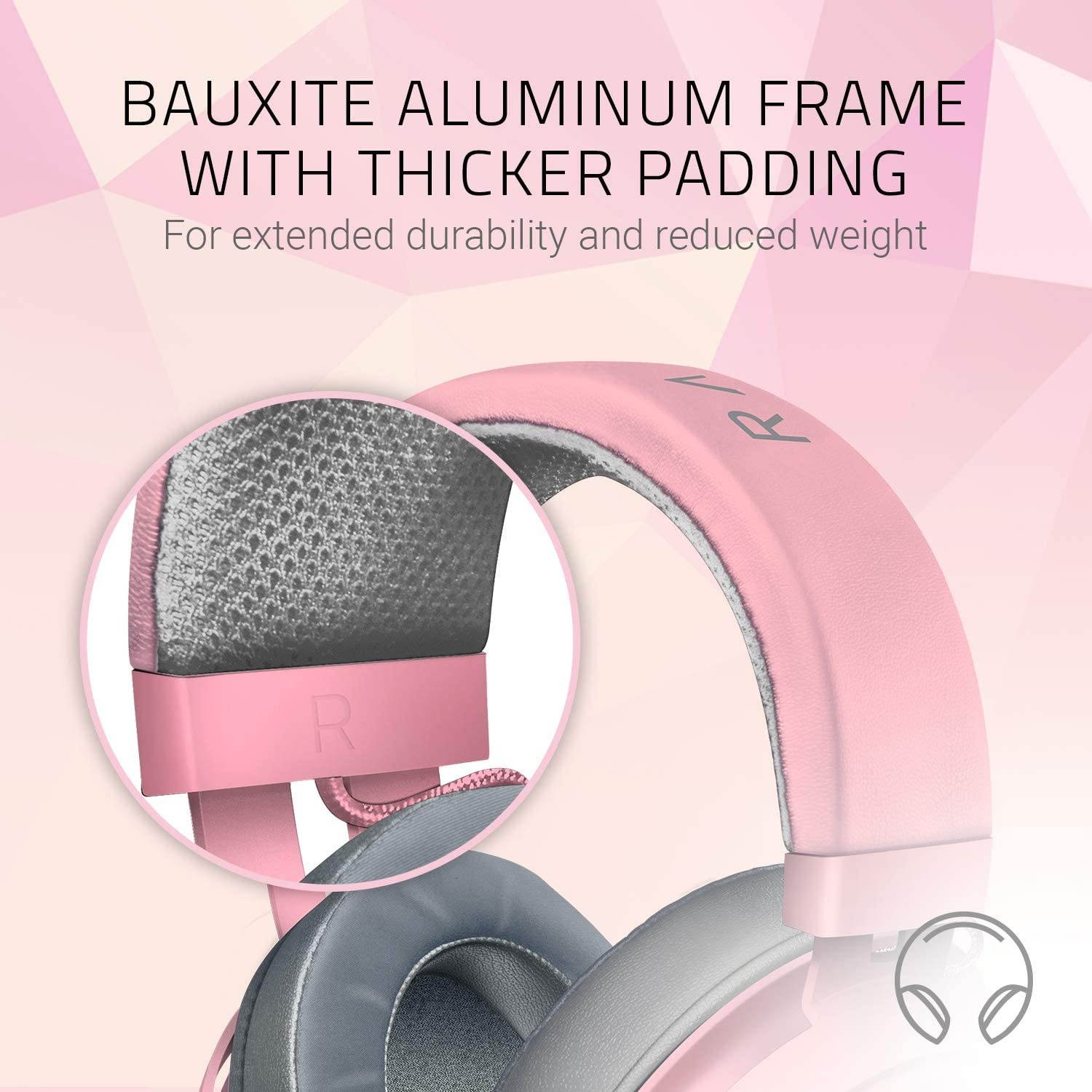 Razer Kraken Gaming Headset: Lightweight Aluminum Frame Retractable Noise Isolating Microphone For PC PS4 PS5 Switch Xbox One Xbox Series X & S Mobile 3.5 mm Audio Jack Quartz Pink