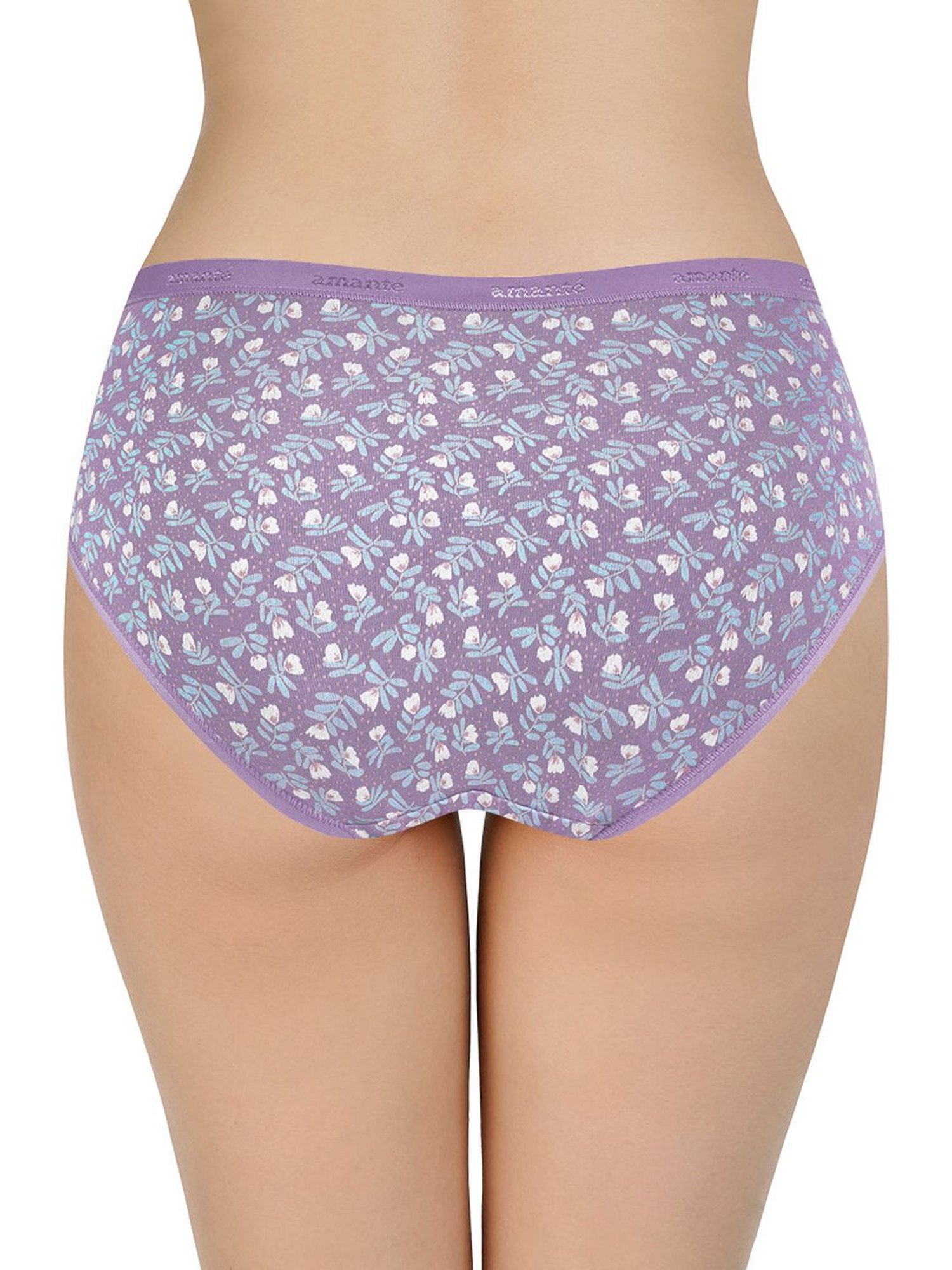 Amante Peach & Blue Cotton Floral Print Hipster Panties - Pack Of 3