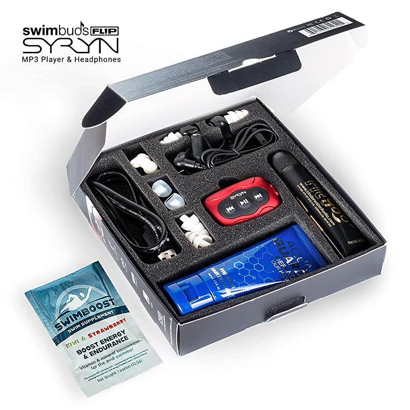 Flip Headphones and 8 GB SYRYN Waterproof MP3 Player with Shuffle Feature