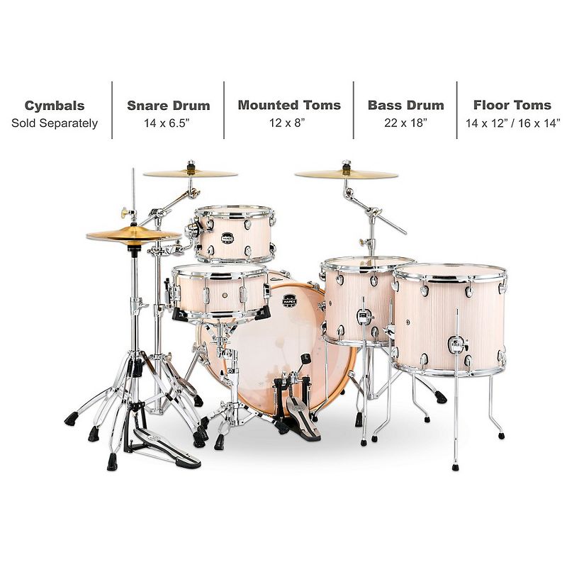 Mapex Mars Series 5-Piece Crossover Shell Pack with 22" Bass Drum Bonewood Chrome