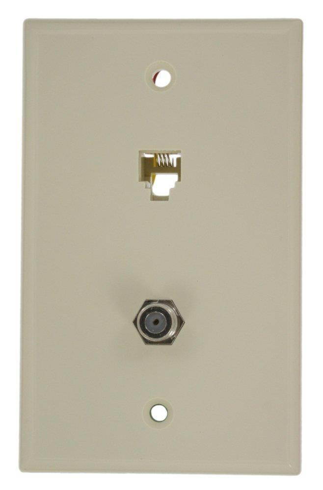 4 Pair With F Connector Standard Plate Almond