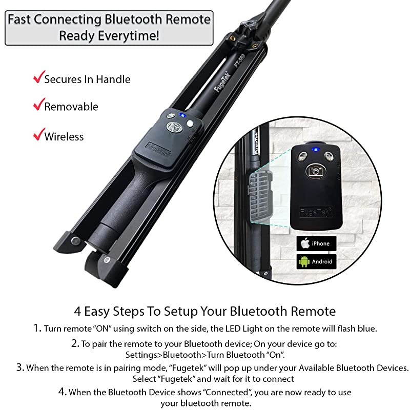 Selfie Stick amp Tripod  Integrated Portable AllInOne Professional Heavy Duty Aluminum Lightweight Bluetooth Remote For Apple amp Android Devices Non Skid Tripod Feet Extends To 51quot Black