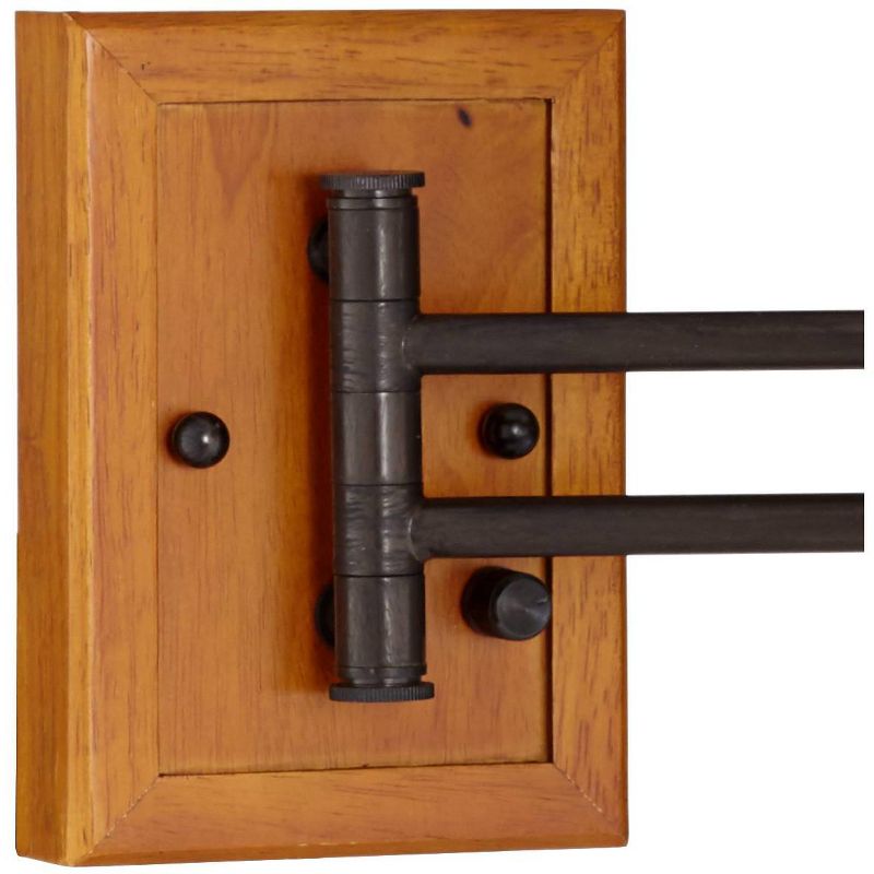 Robert Louis Tiffany Mission Swing Arm Wall Lamp Walnut Wood Plug-In Light Fixture Stained Glass for Bedroom Bedside Living Room