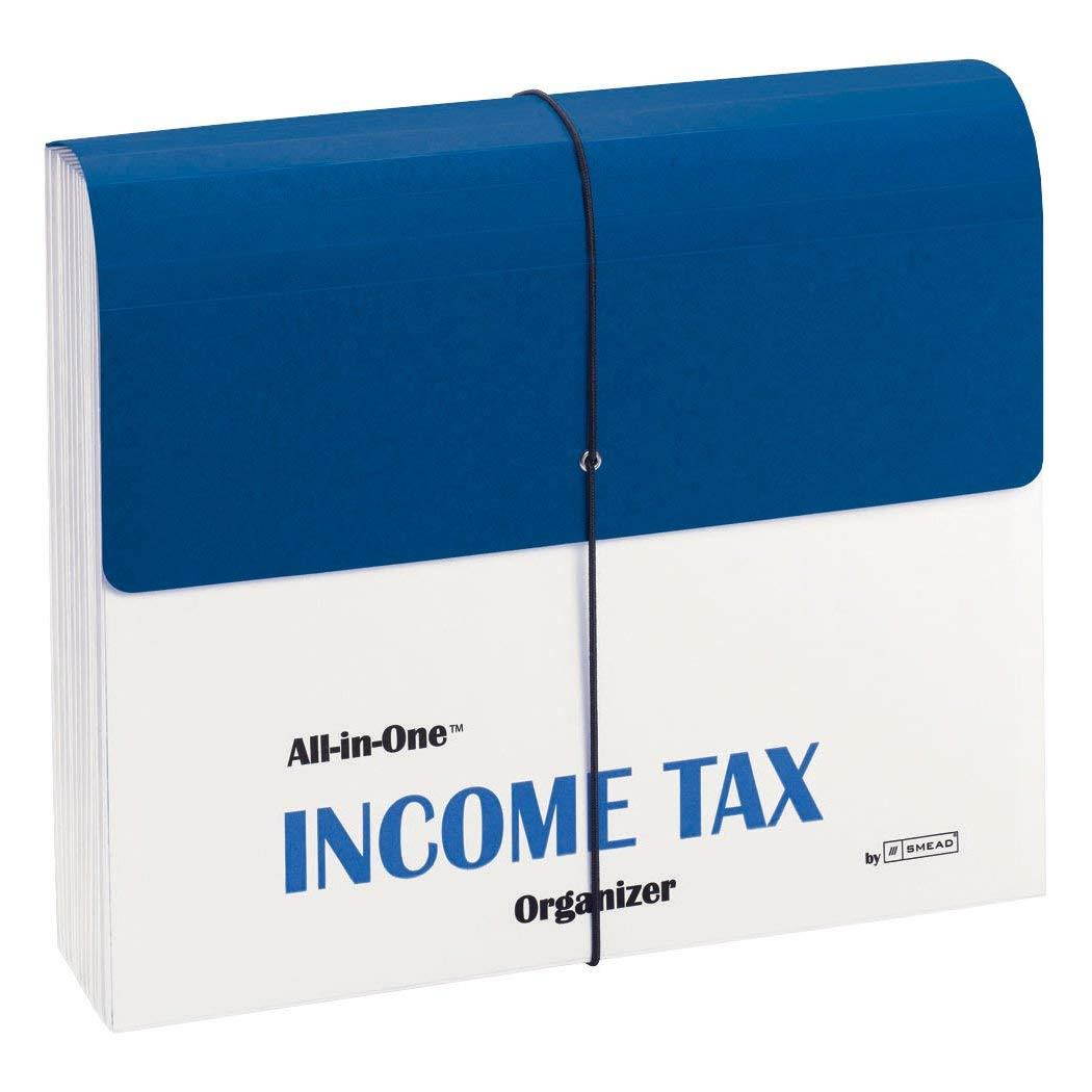 Smead All-in-One Income Tax Organizer, 13 Pockets, Flap and Cord Closure, Letter Size, Navy/White (70660)