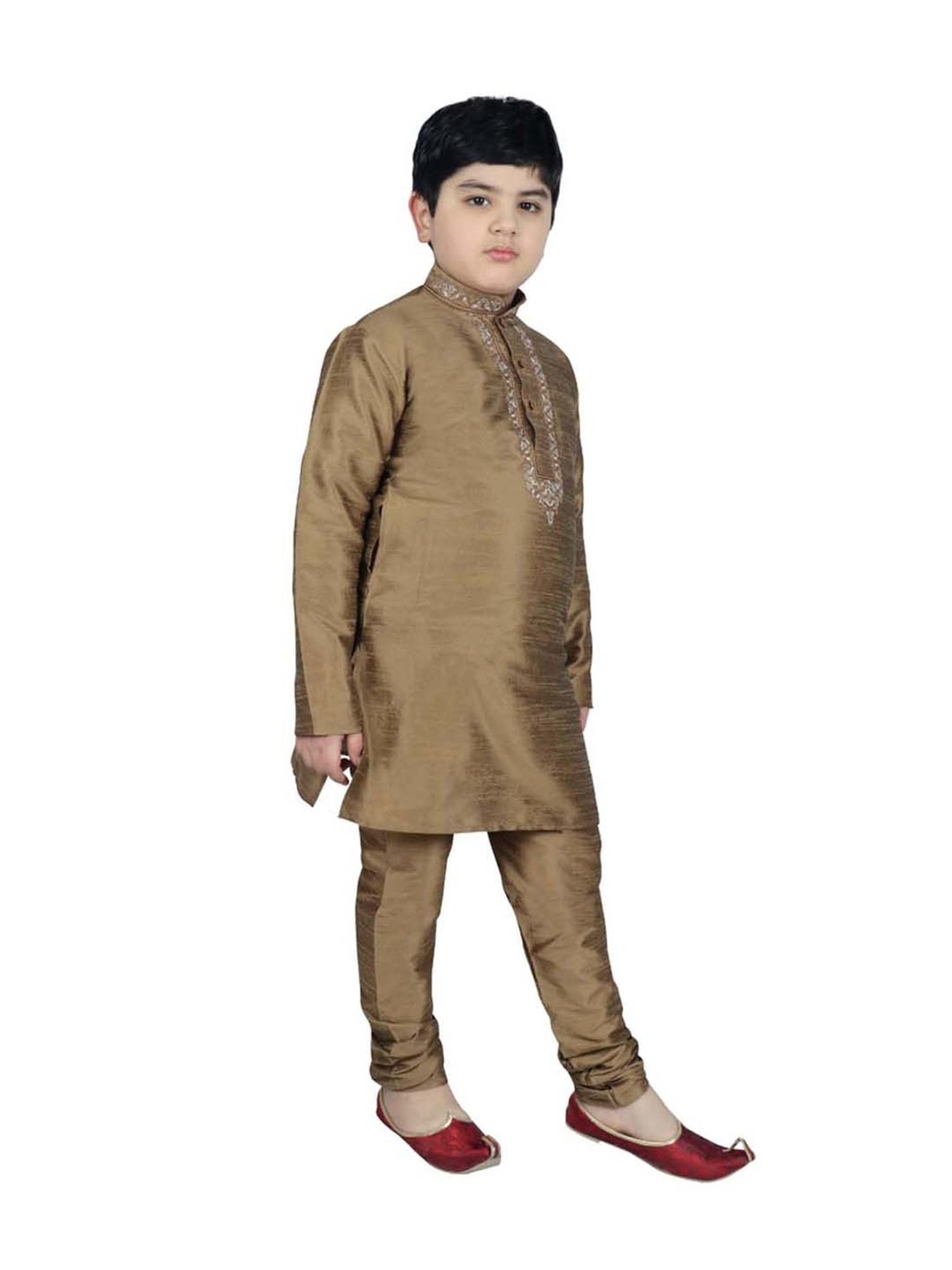 SG Yuvraj Kids Green Embroidered Full Sleeves Kurta Set
