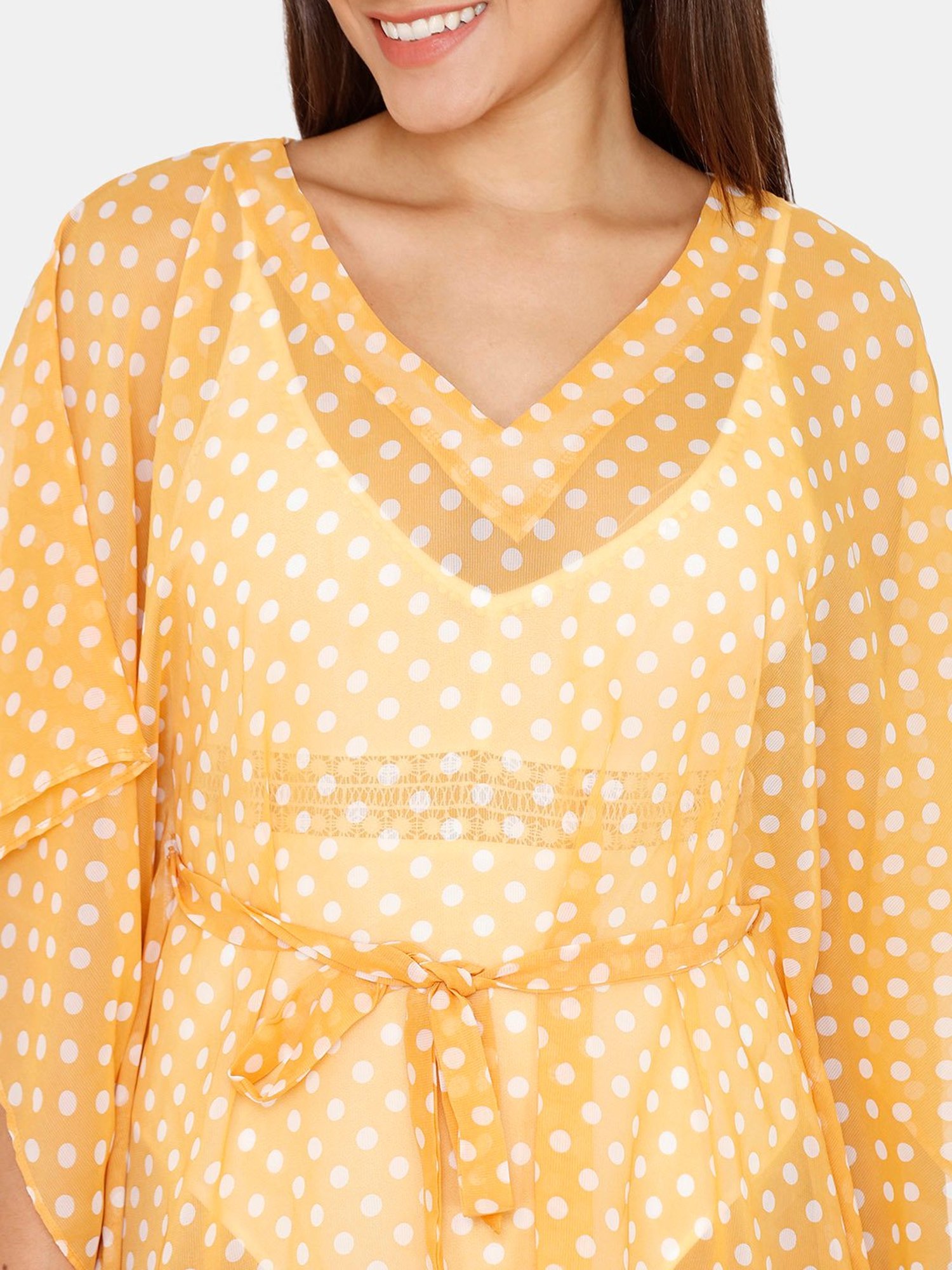 Coucou by Zivame Yellow Printed Kaftan