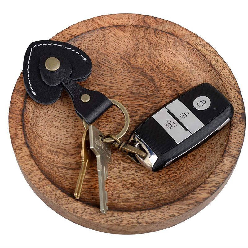 Richbud Full Grain Leather Spade Ace Coin Holder Key Chain Ring Guitar Picks Golf Ball Markers Case (Red)