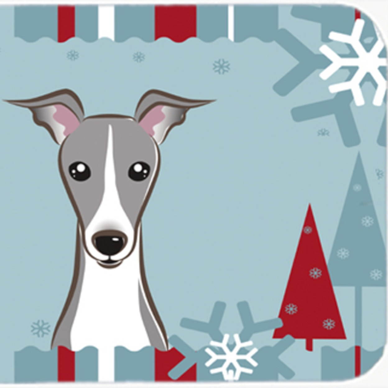 Winter Holiday Italian Greyhound Mouse Pad, Hot Pad or Trivet BB1732MP