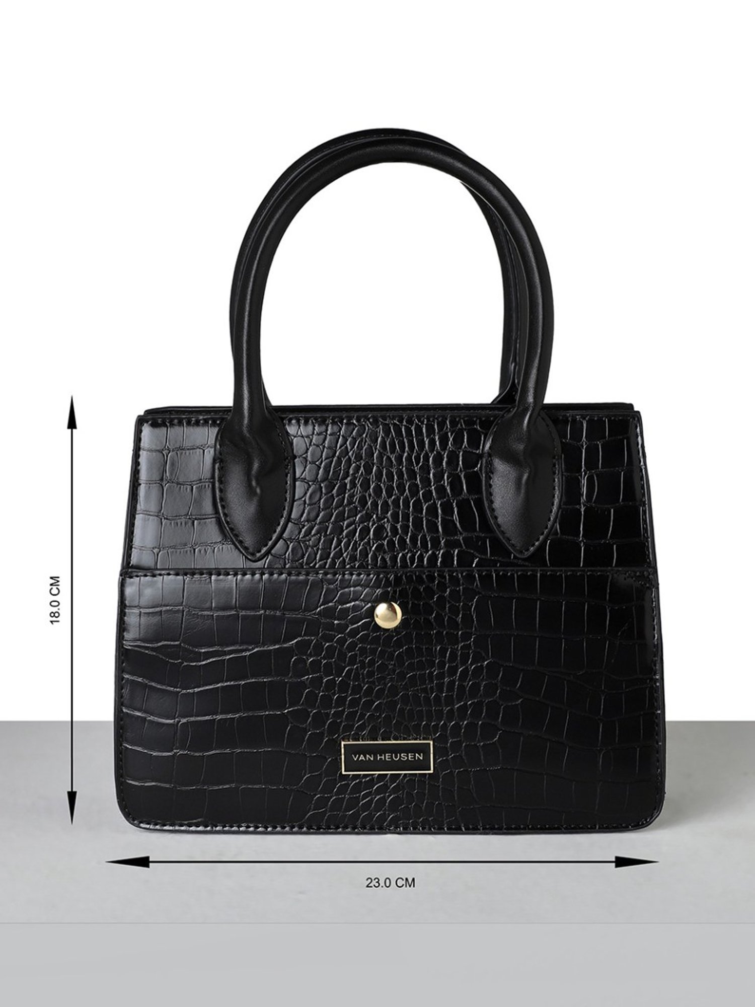 Van Heusen Black Textured Medium Handbag