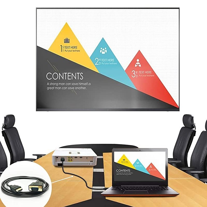 HDMI to VGA Adapter Cable  1080P HDMI Male to VGA Male MM Video Converter Cord VGA Adapter Compatible with HDMI Desktop Laptop DVD to 15 Pin DSUB VGA HDTV Monitor Projector 6Feet