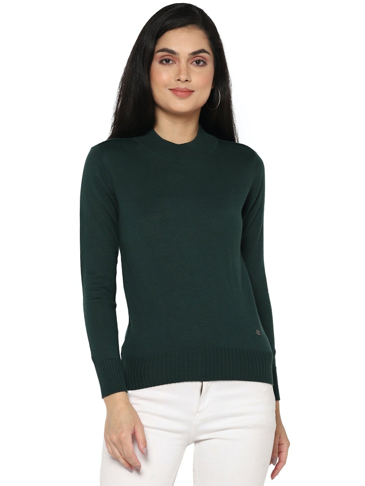 Allen Solly Green Round Neck Sweater