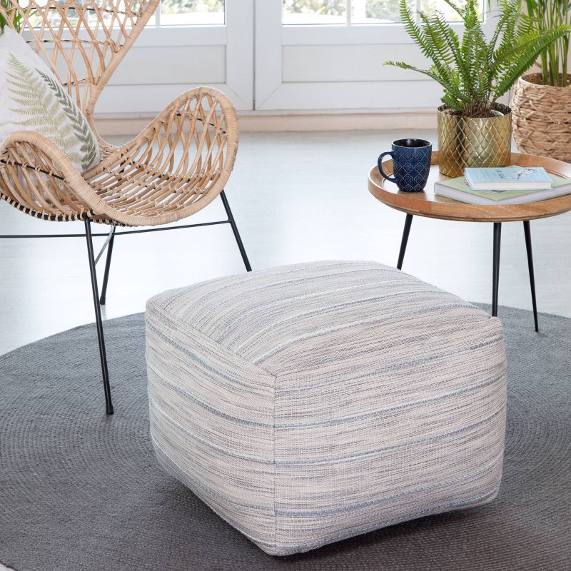 Joya Pouf Gray/Ivory - Anji Mountain