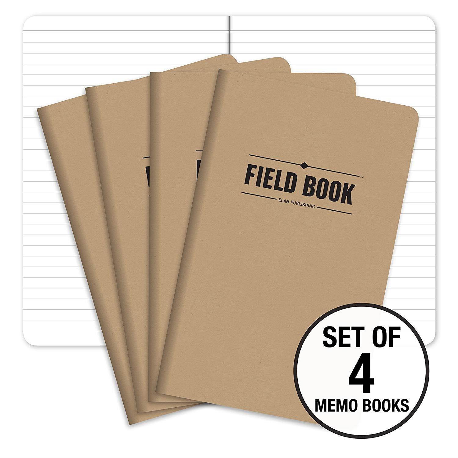 Field Notebook - 5"x8" - Kraft - Lined Memo Book - Pack of 4