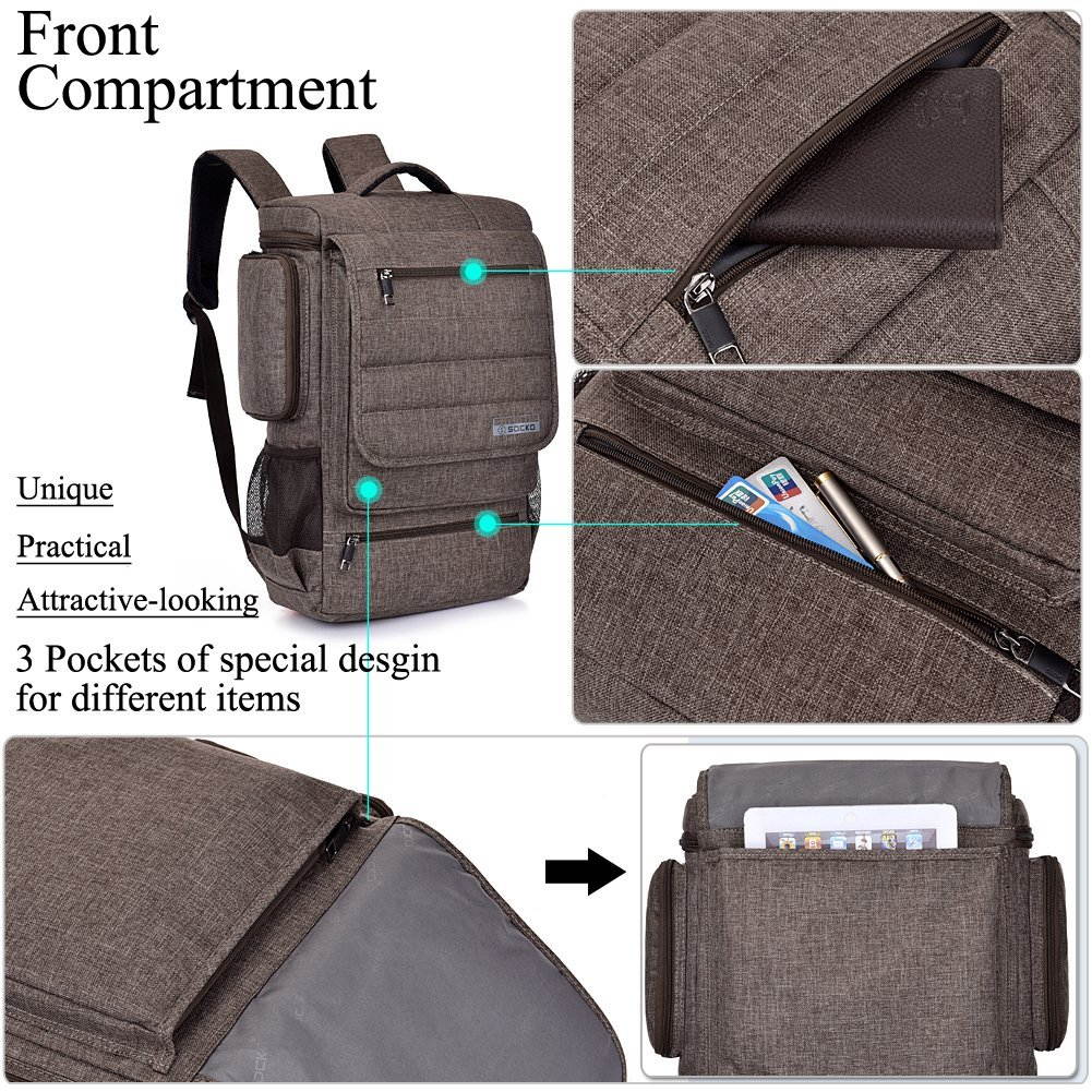 SOCKO Laptop Backpack , Multifunctional Unisex Luggage & Travel Bags Knapsack,rucksack Backpack Hiking Bags Students School Shoulder Backpacks Fits Up to 17.3 Inch Laptop Macbook Computer,Red