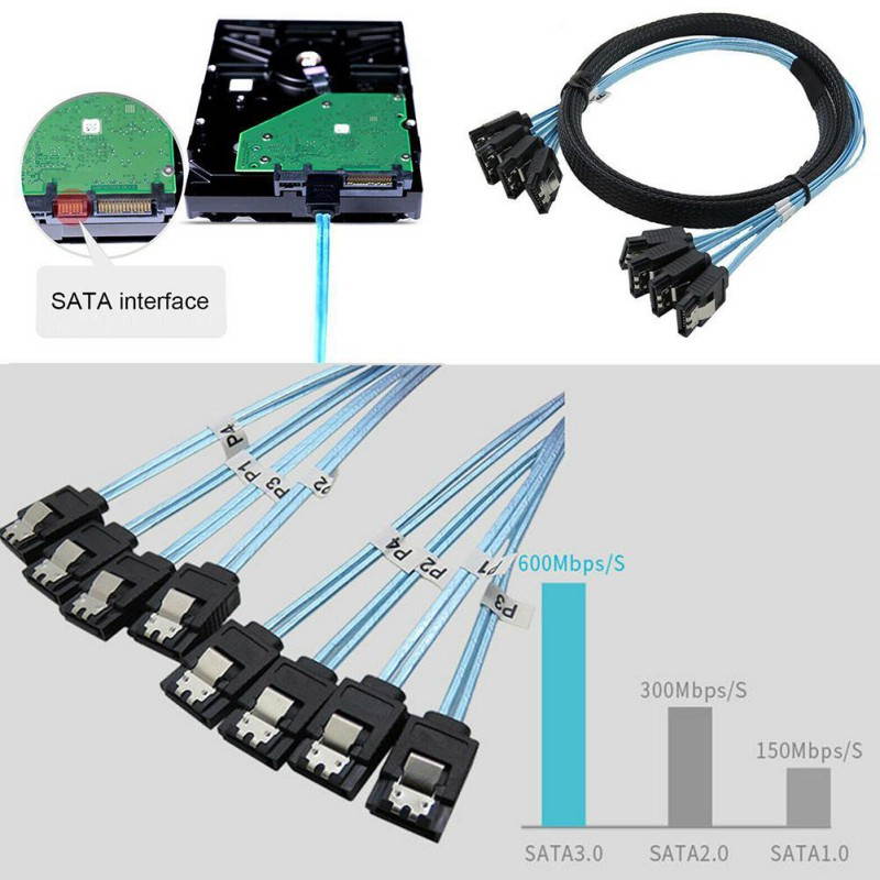 Ochine 4 Pieces/set Of SATA III 6Gbps SAS Cables For Server SATA 7-pin To SATA 7-pin Hard Disk Data Cables