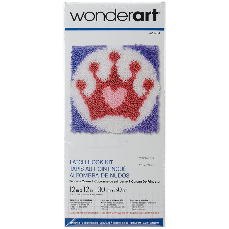 Wonderart Latch Hook Kit 12"X12"-Princess Crown