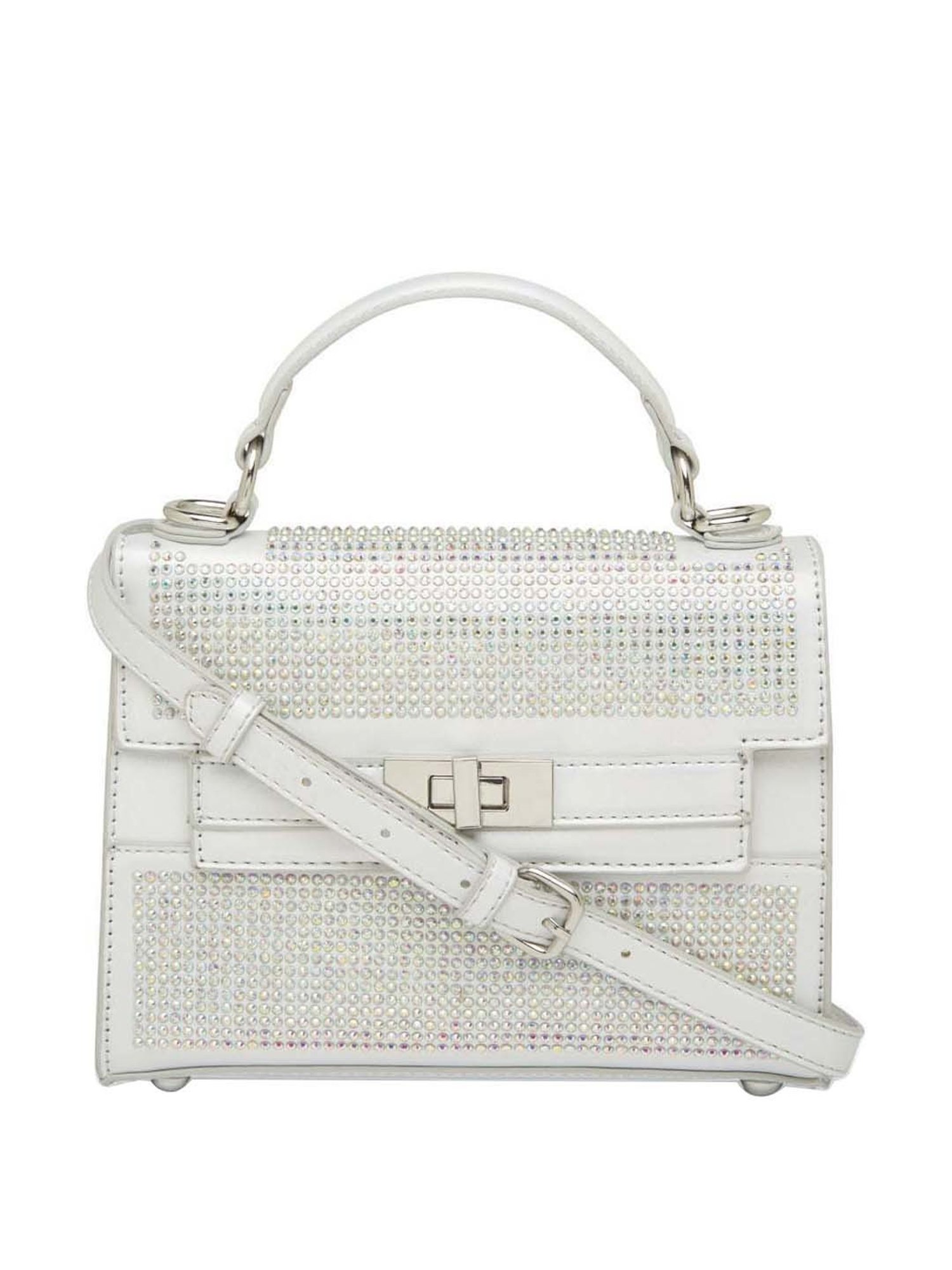 Call It Spring BULLETPROOF100 White Embellished Medium Satchel Handbag