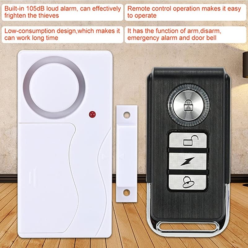 Wireless Door Alarm with Remote, Windows Open Alarms,Home Security Sensor, Pool Alarm for Kids Safety, Prevent Robbery (2 Pack)
