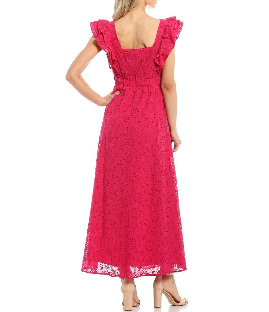 Sugarlips Ruffle Cap Sleeve Eyelet Maxi Dress