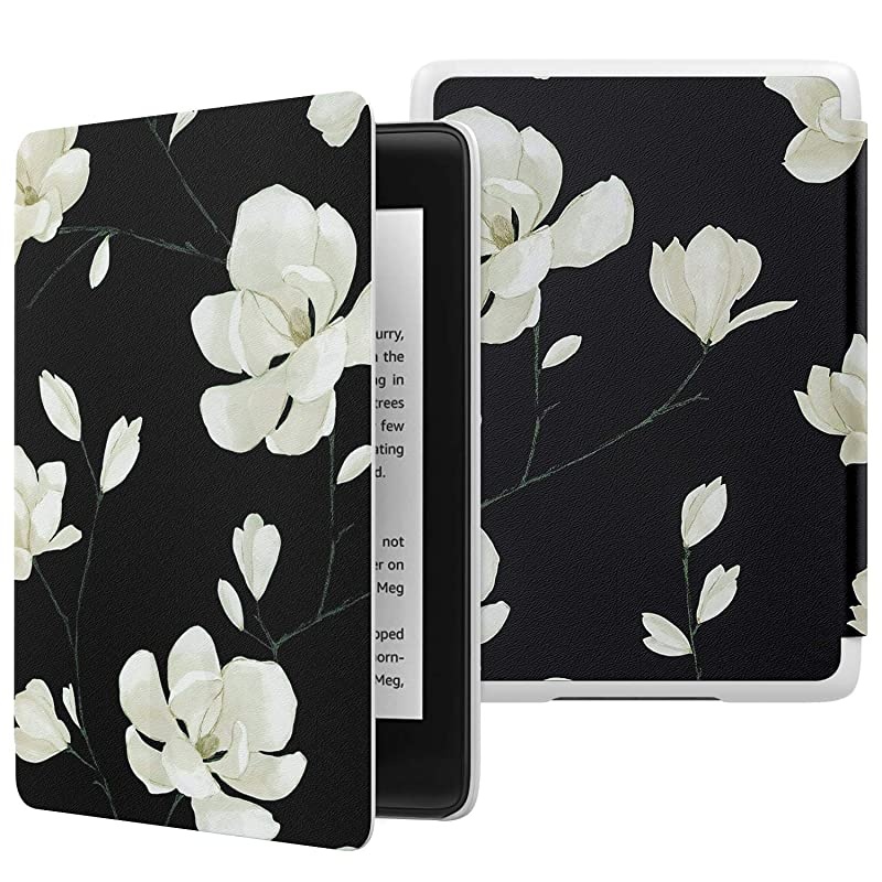 Case Fits Kindle Paperwhite 10th Generation 2018 Release Thinnest Lightest Smart Shell Cover with Auto WakeSleep for  Kindle Paperwhite 2018 EReader Black amp White Magnolia