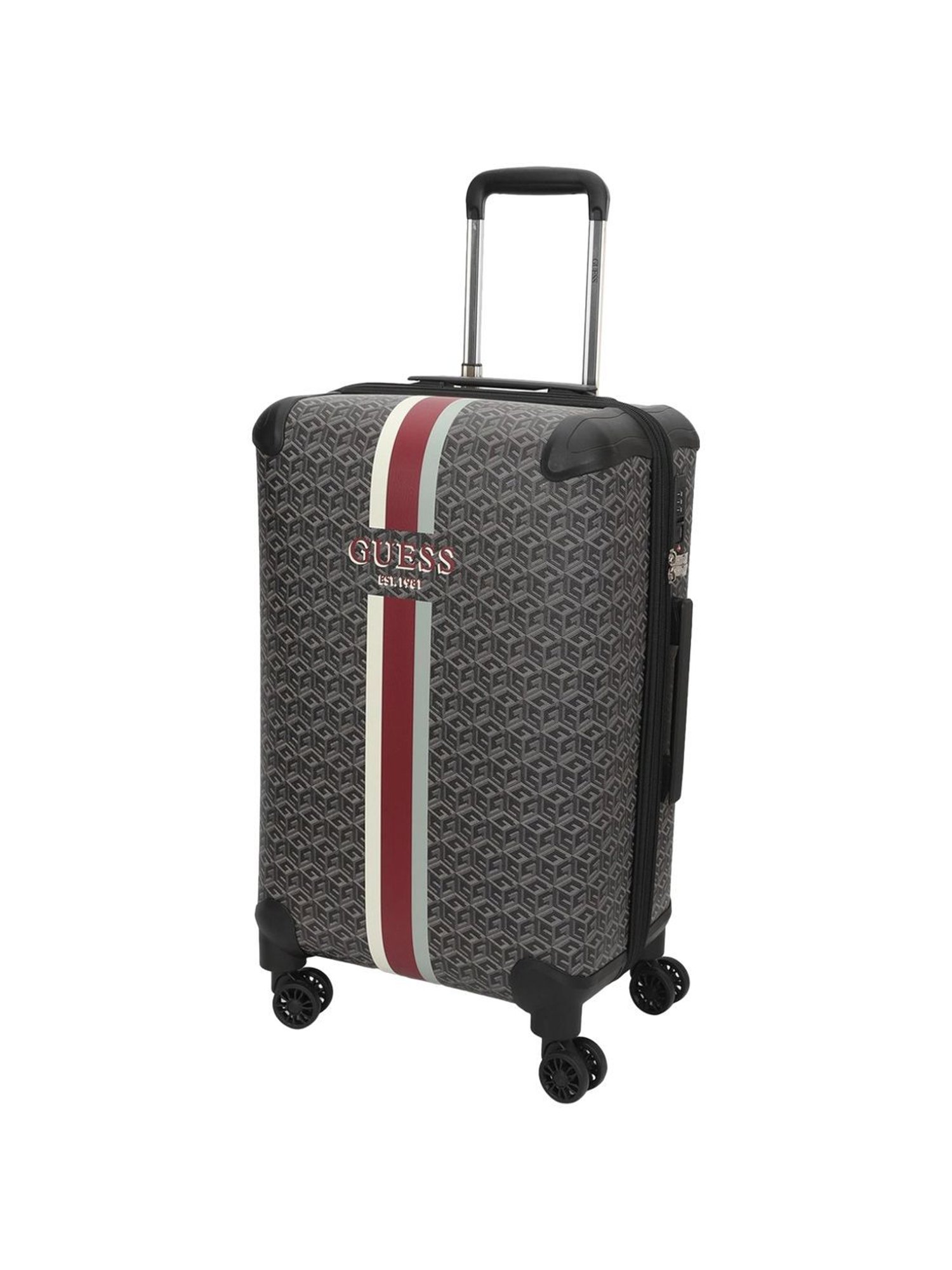 Guess Charcoal Logo  Medium Hard Cabin Trolley Bag