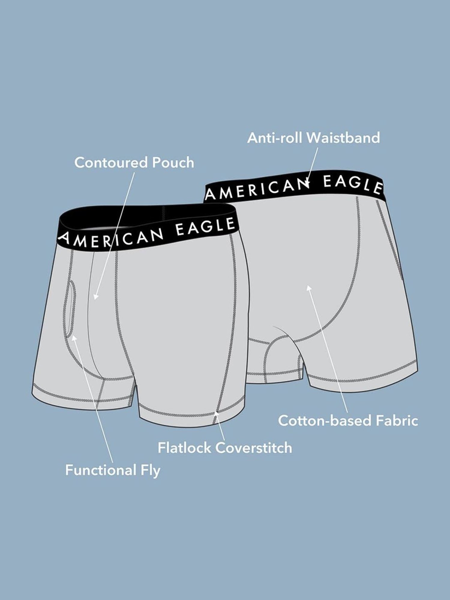American Eagle Blue Cotton Regular Fit Printed Trunks