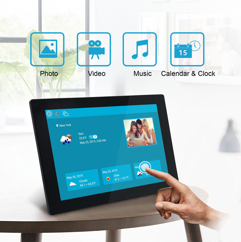 TakeIt WiFi Digital Picture Frame 10.1 inch Digital Photo Video Cloud Frame 16GB HD 1080P 800x1280 IPS LCD Touch Screen Auto-Rotate Adjustable Brightness Black