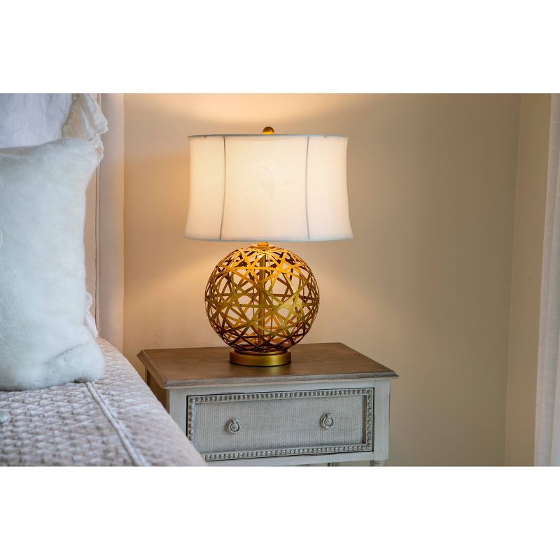 21" Strapped Steel Ball Table Lamp Antique Gold - Decor Therapy