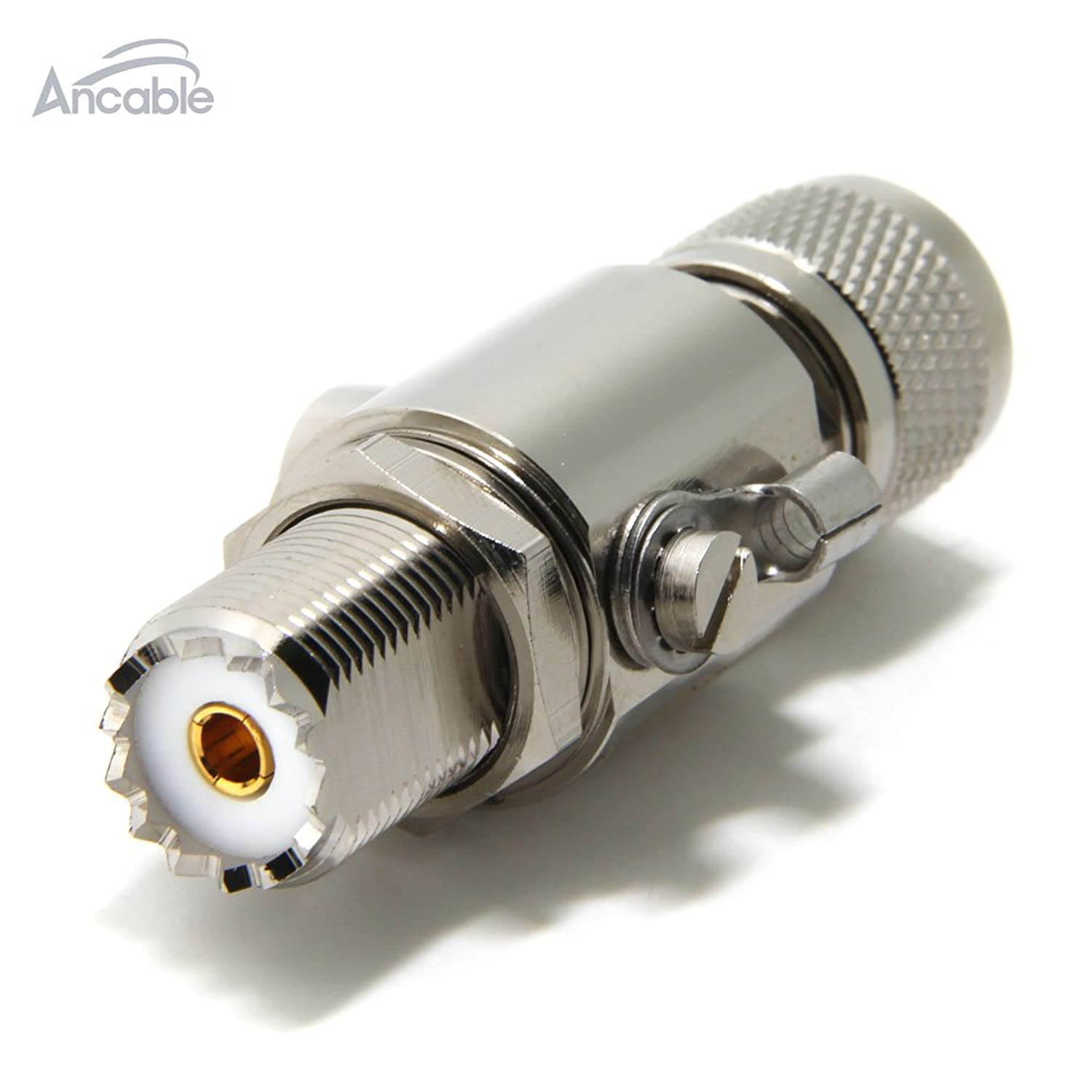 Ancable Lightning Arrestor/Surge Protector for CB Ham Two-Way Radio Antenna, UHF PL-259 Male to SO 239 Female RF Coaxial Connector Adapter