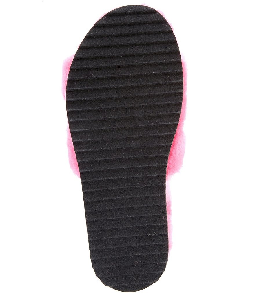 DKNY Palz Signature Logo Faux Fur Platform Slides