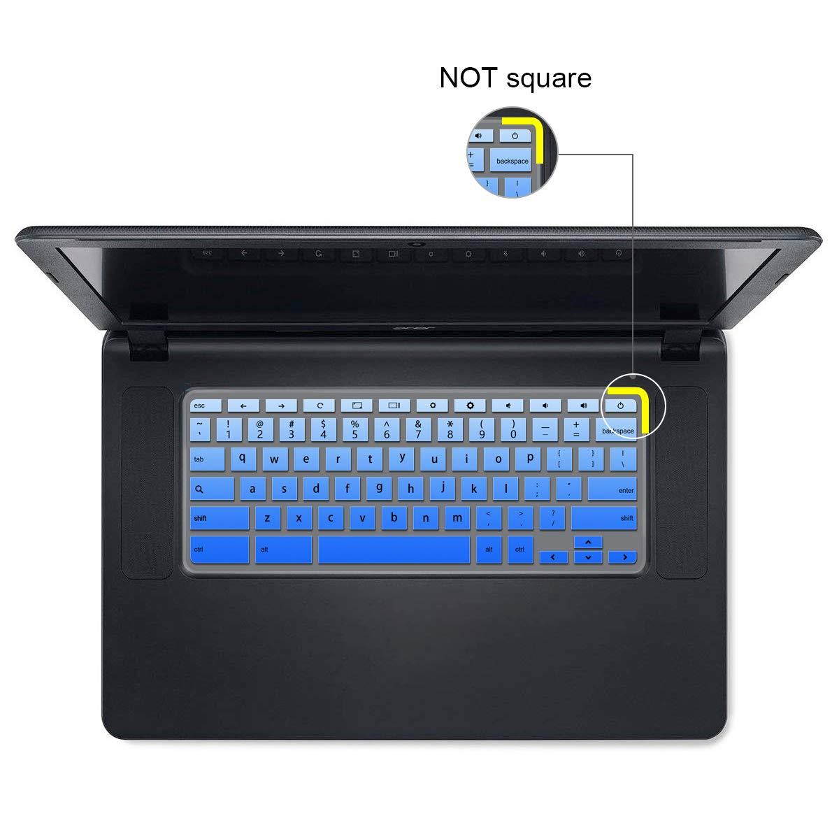 [2 Pack] Keyboard Cover Skin for 2018/2017 Newest Acer Premium R11 Chromebook R 11 CB3-131 CB3-132,CB5-132T,CB3-131,Chromebook R 13 CB5-312T,Chromebook 15,CB3-531 CB3-532 CB5-571 C910 (GradualBlue)
